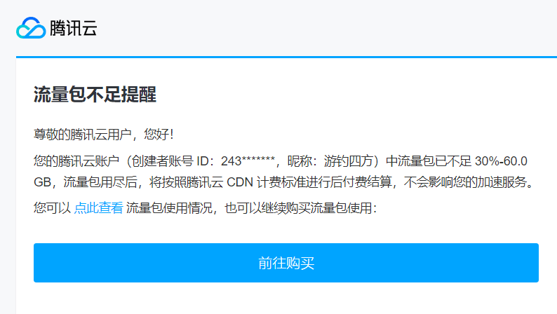 来自腾讯云的邮件