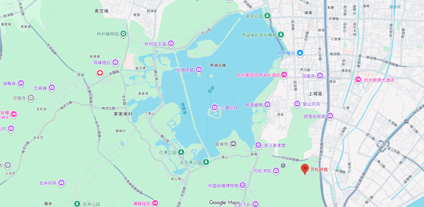 红色标点的万松岭路,便是我的住址 红色标点的万松岭路,便是我的住址